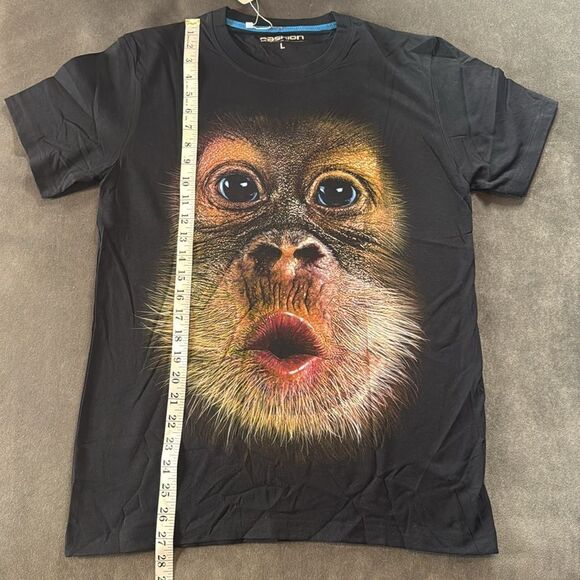 Adult Unisex Black Short Sleeve Chimpanzee T-Shirt Size L NEW - Picture 5 of 10